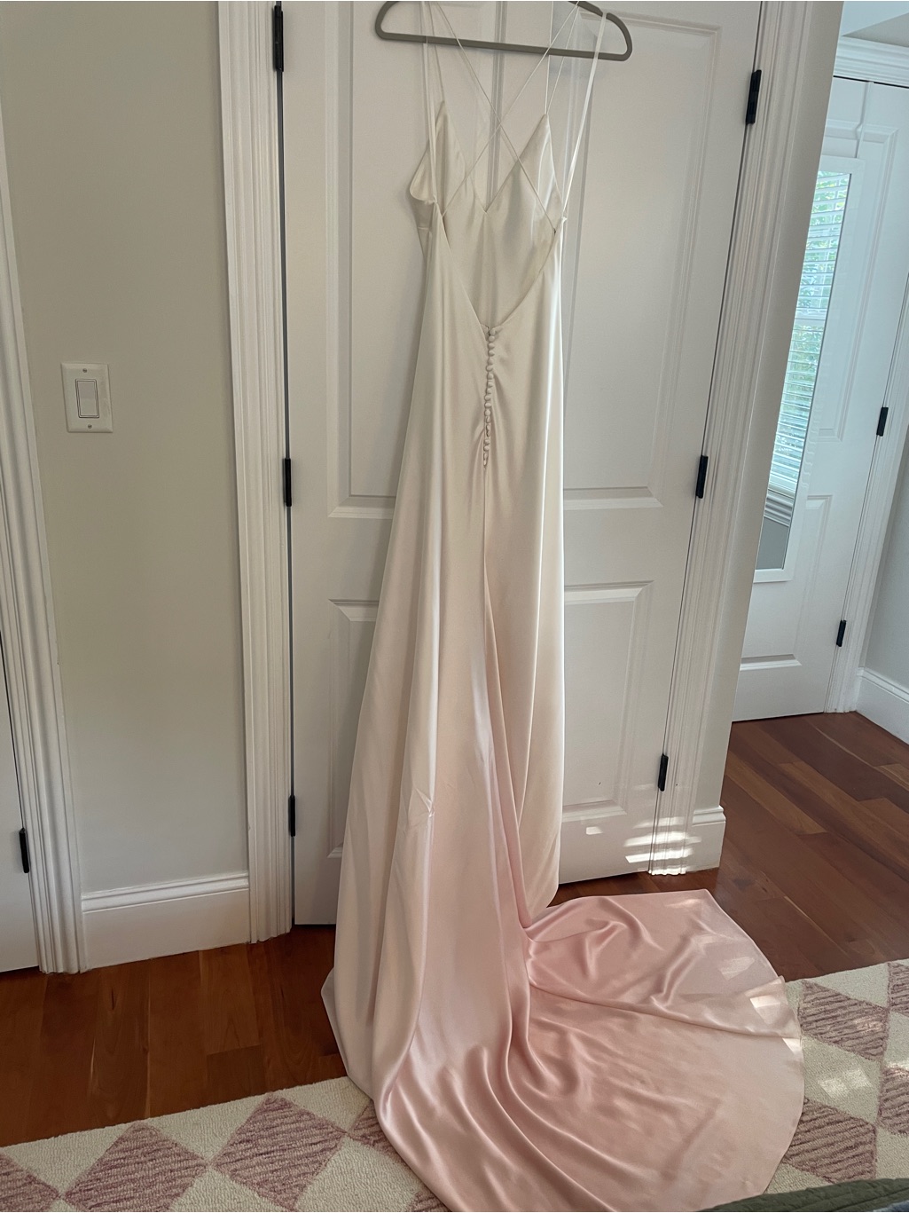 Rue De Seine Palm Haze Ivory Satin Bias Slip Gown With Train — image 4 of 8